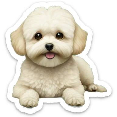 maltipoo dog laying on green loveseat sticker