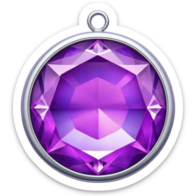 extra close-up round cut purple sugilite holographic gem, silver frame, charm, extra sparkle sticker