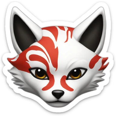 Hacker with Japanese red, black, white kitsune mask sticker