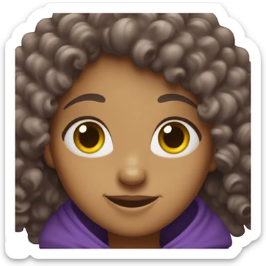 happy girl with curly hair in purple hood indoors sticker