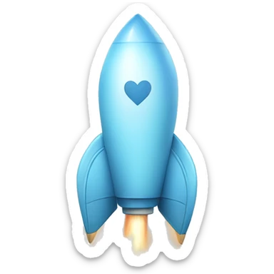 light blue heart rocket sticker