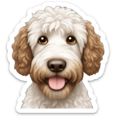 White and brown Labradoodle sticker