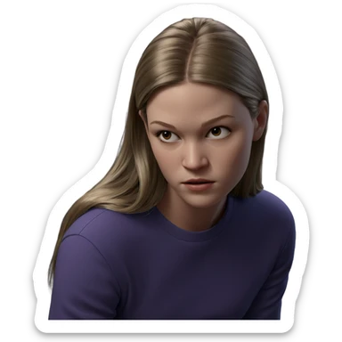 girl gazing indoors realism sticker