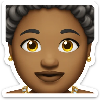smiling overweight medium toned black woman with jewelry indoors sticker