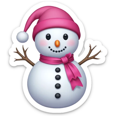Red snowman with pink bow sticker
