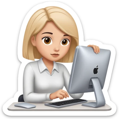 busy girl with computer  sticker