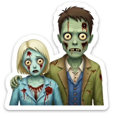 zombie husband wife sticker