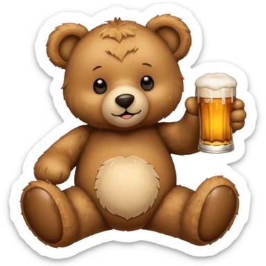 Teddy bear with a beer  sticker