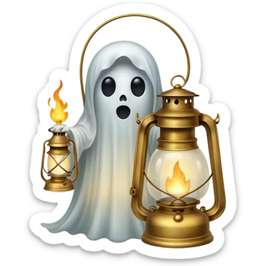 A ghost holding a lantern sticker