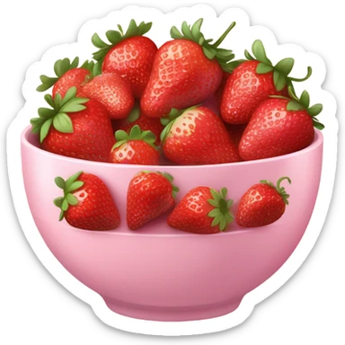 large fancy pastel pink bowl of strawberries sticker