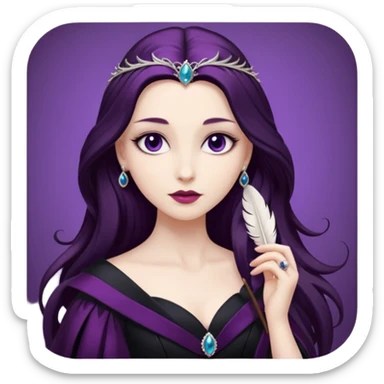 feather brooch + plum black gown,Shadow Princesses. sticker