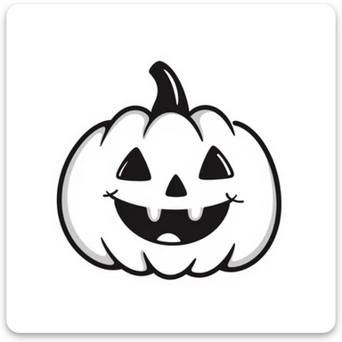 A Halloween jack-o-lantern pumpkin with a carved face in pastel colors (dd9fb0, ffc6d3, a3bfc9, c4bee2, f1b091), hand-drawn doodle style sticker