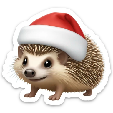 hedgehog wearing a Santa hat sticker