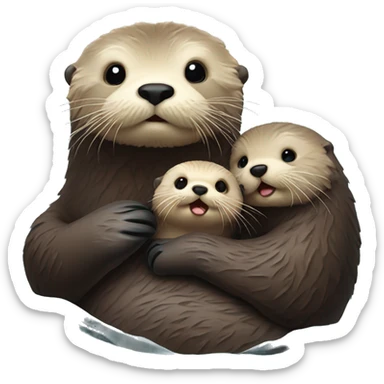 Sea Otter with Baby  sticker