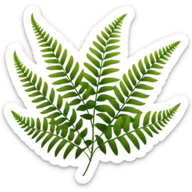 lush green fern fronds, natural plant sticker
