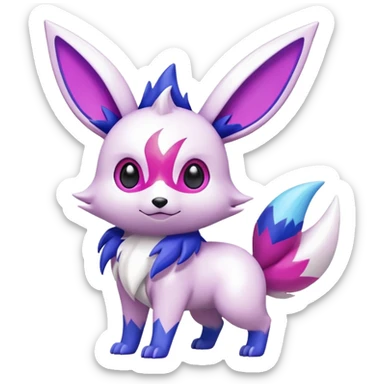 Shiny White with Violet and Indigo and pink markings Eevee-Zangoose-Pokémon-Digimon-Fakémon-fusion-hybrid-creature sticker