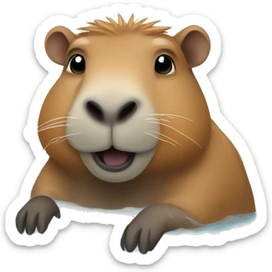 capybara in a blue hot spring  sticker