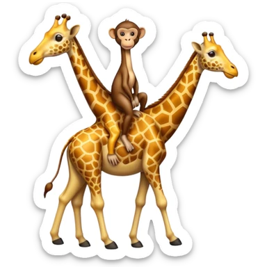 Monkey riding on a giraffe ￼ sticker