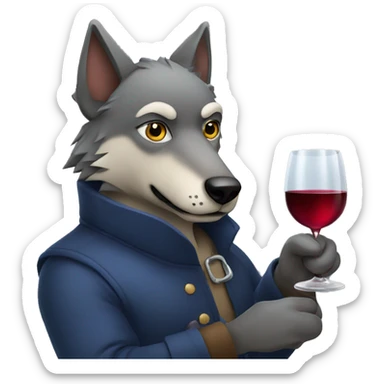 Alpha wolf holding a glass of wine sticker