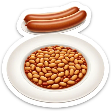 Sausage with baked beans on a plate sticker