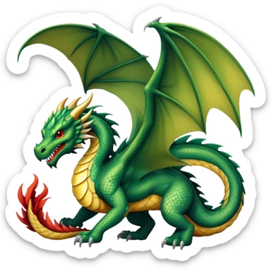 A fierce mythical dragon with scales and wings sticker