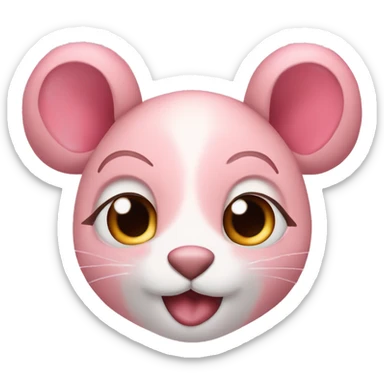 🐭 esta ratita rodeada de corazones rosa y con los ojos cerrados sticker