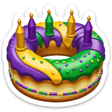 Mardi Gras purple, green and gold kingcake sticker