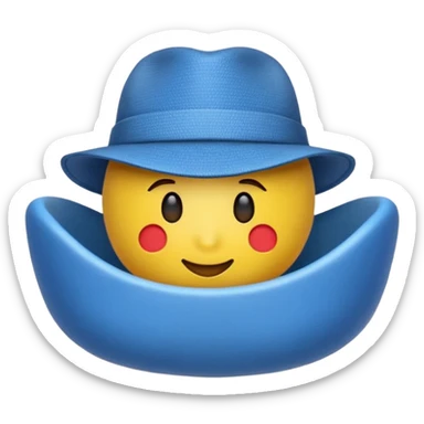 Панама синего цвета, панама в минималистичном стиле emoji. Материал панамы: джинса. У панамы есть черные шнурки. sticker