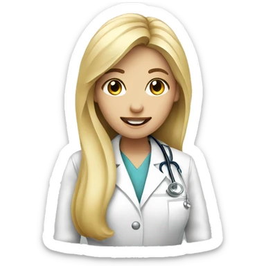 Blonde girl Doctor Dentist looking at a RX sticker