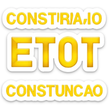 construction sign with 'em construção' text, blinking lights, sense of movement, interactive look sticker