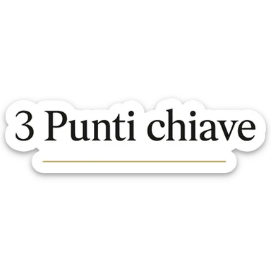 text '3 Punti chiave' in refined serif font, centered composition, thin golden line under the text, elegant and professional style for corporate use sticker