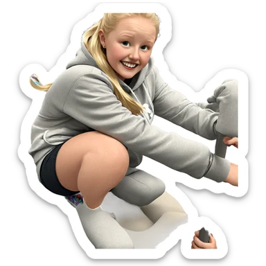 blonde girl smiling in hoodie sticker