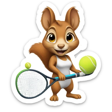 female squirrel with tennis racquet  sticker