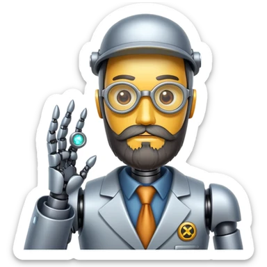 A robot detective with a beard is a nuclear physicist. sticker