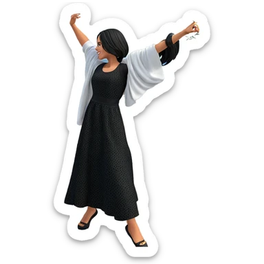 dancing girl in black dress sticker
