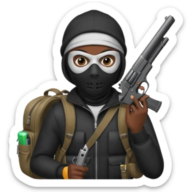 Chicago savage with skully mask on and backpack and big ass hand gun  sticker