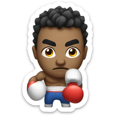 angry weak fighter with boxing gloves sticker