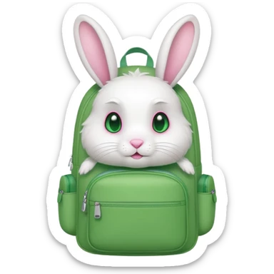 white rabbit wear green backpack sticker