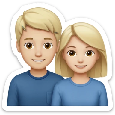 blonde boy smiling with pale brunette girl sticker
