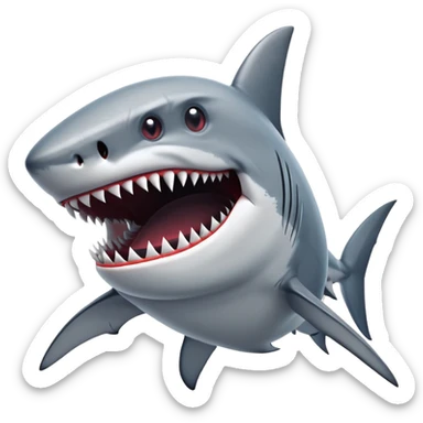 scary shark with sharp teeth sticker