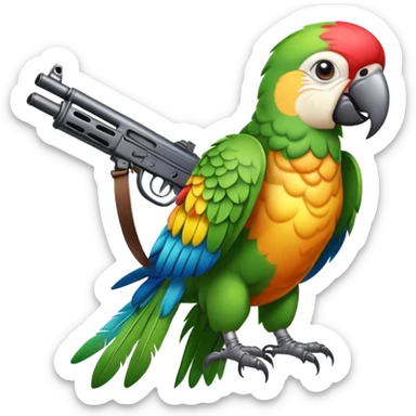 parrot with assault rifle sticker