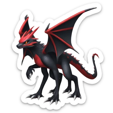 cool edgy black and red Dark-type nargacuga Pokémon full body sticker