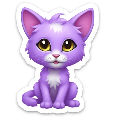 Kawaii colorful bright lilac-colored fantasy ethereal anthro feline fursona animal creature sticker