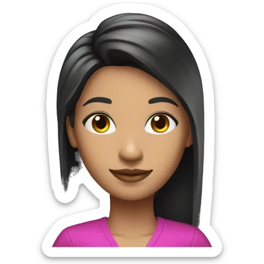 casino cashier with long, straight black and fuchsia hair sticker