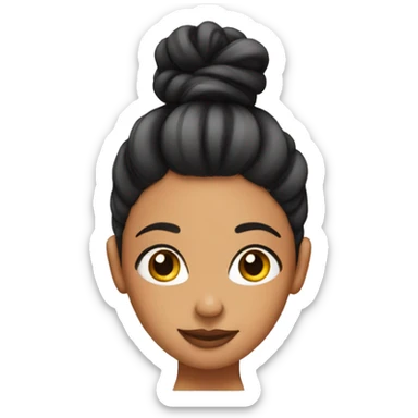 Girl in a bun with strands of hair on a laptop sticker