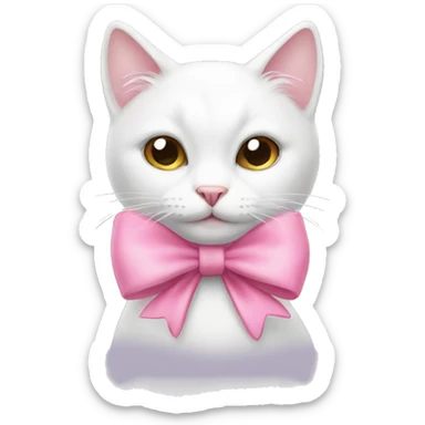 White cat with pink bow sticker