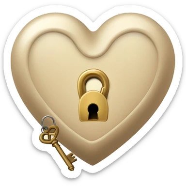 vintage beige heart-shaped lock and key sticker