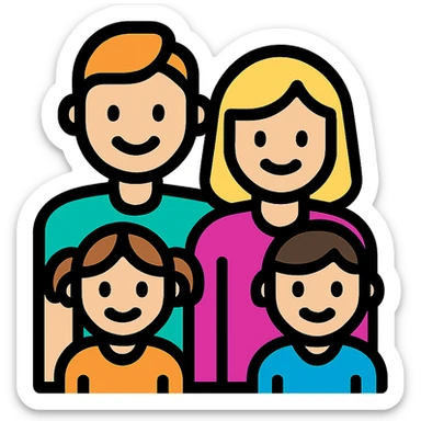 family icon, modern color outline, friendly and inclusive sticker