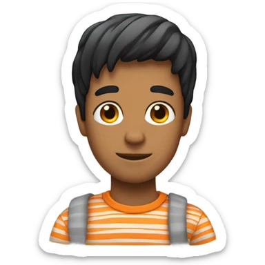 Orange man with stripy shirt with black hair  sticker