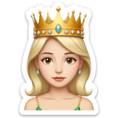 Give me an emoji of a women wearing neutral makeup with a crown. She is looking very smug sticker
